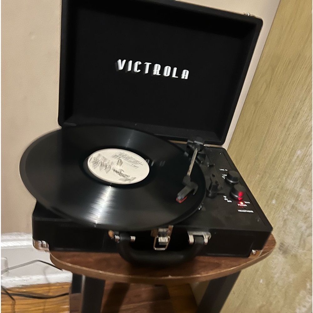 Victrola Parker Bluetooth Suitcase Record Player with 3-speed Turntable, Black